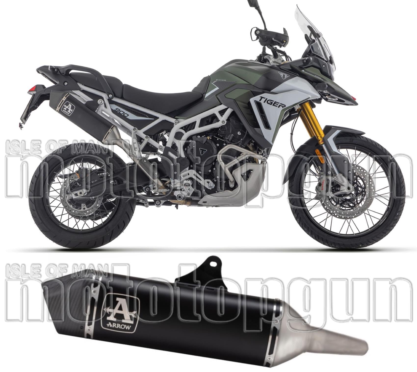 Exhaust Tip With Noise Certification Veloce Black Aluminium Carbon - Arrow Special Parts Compatible With Triumph Tiger 900 (2024-2026)