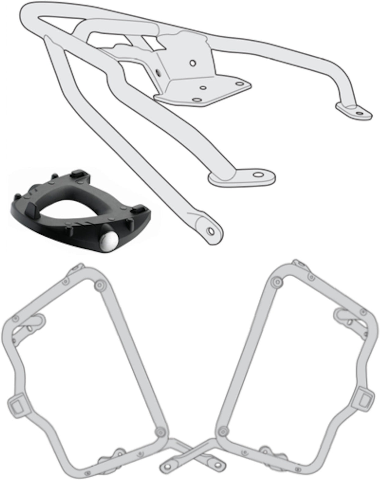 Rear-Rack Monokey + Side-Case Holder Retro Fit - Kappa Moto Compatible With Triumph Bonneville T100 (2017-2022)