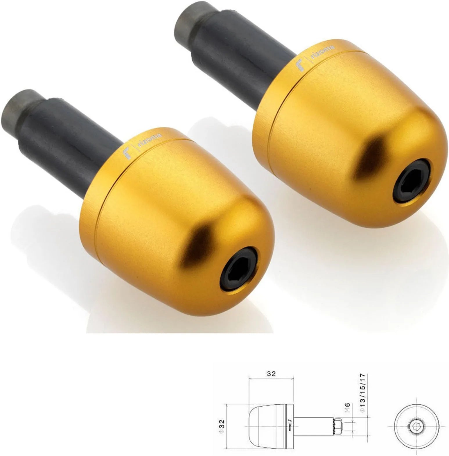 Paar Lenkerend-Caps Ma302G - Rizoma Kompatibel Mit Kawasaki Z 900 Rs (2017-2019)