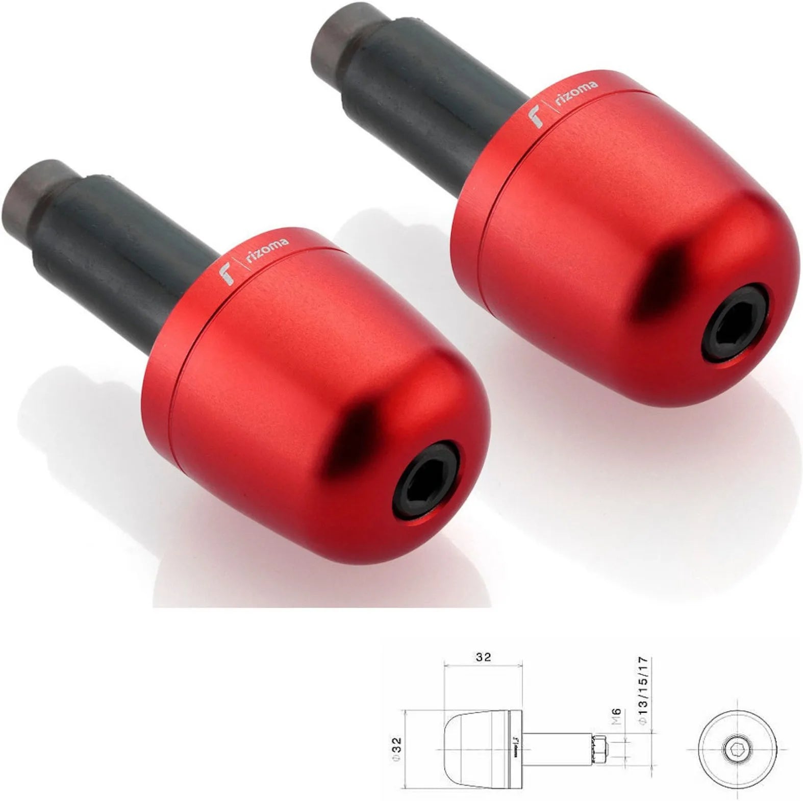 Paar Lenkerend-Caps Ma302R - Rizoma Kompatibel Mit Ducati Hypermotard (2013-2015)