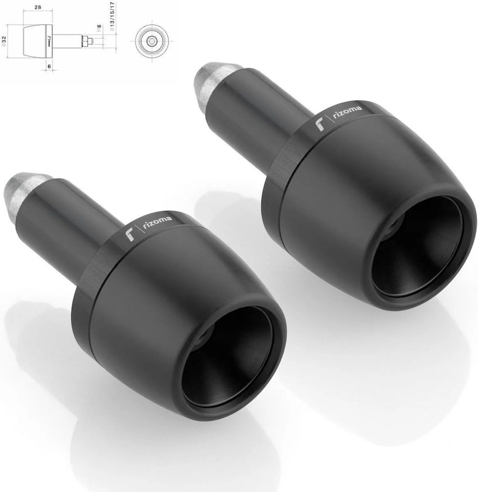 Paar Lenkerend-Caps Ma532B - Rizoma Kompatibel Mit Ktm 990 Super Duke R (2009-2011)