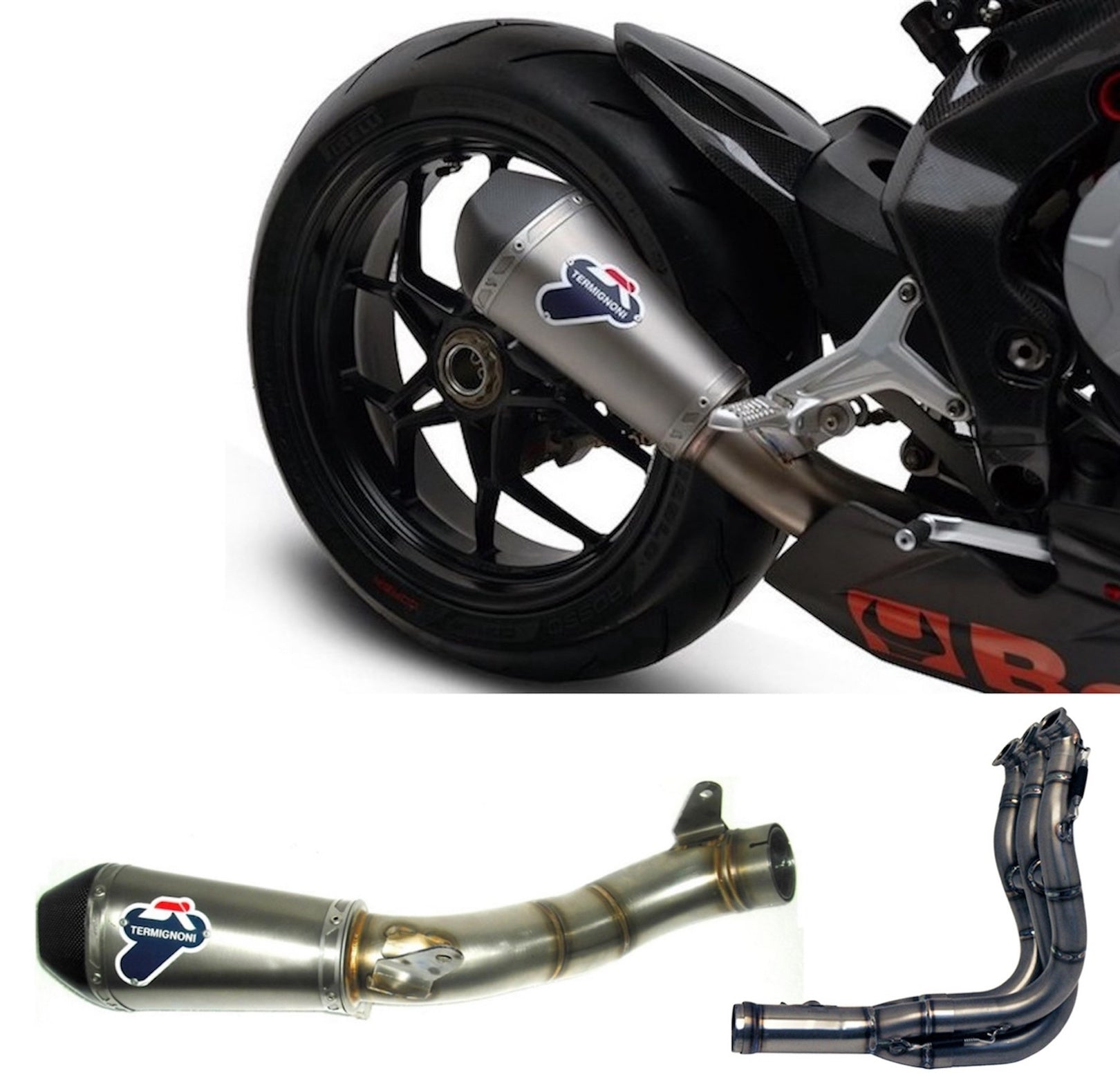 Complete Non-Catalytic Exhaust System With Sound Certification Relevance Titanium Carbon Cap - Termignoni Compatible With Mv Agusta F3 800 (2012-2020)