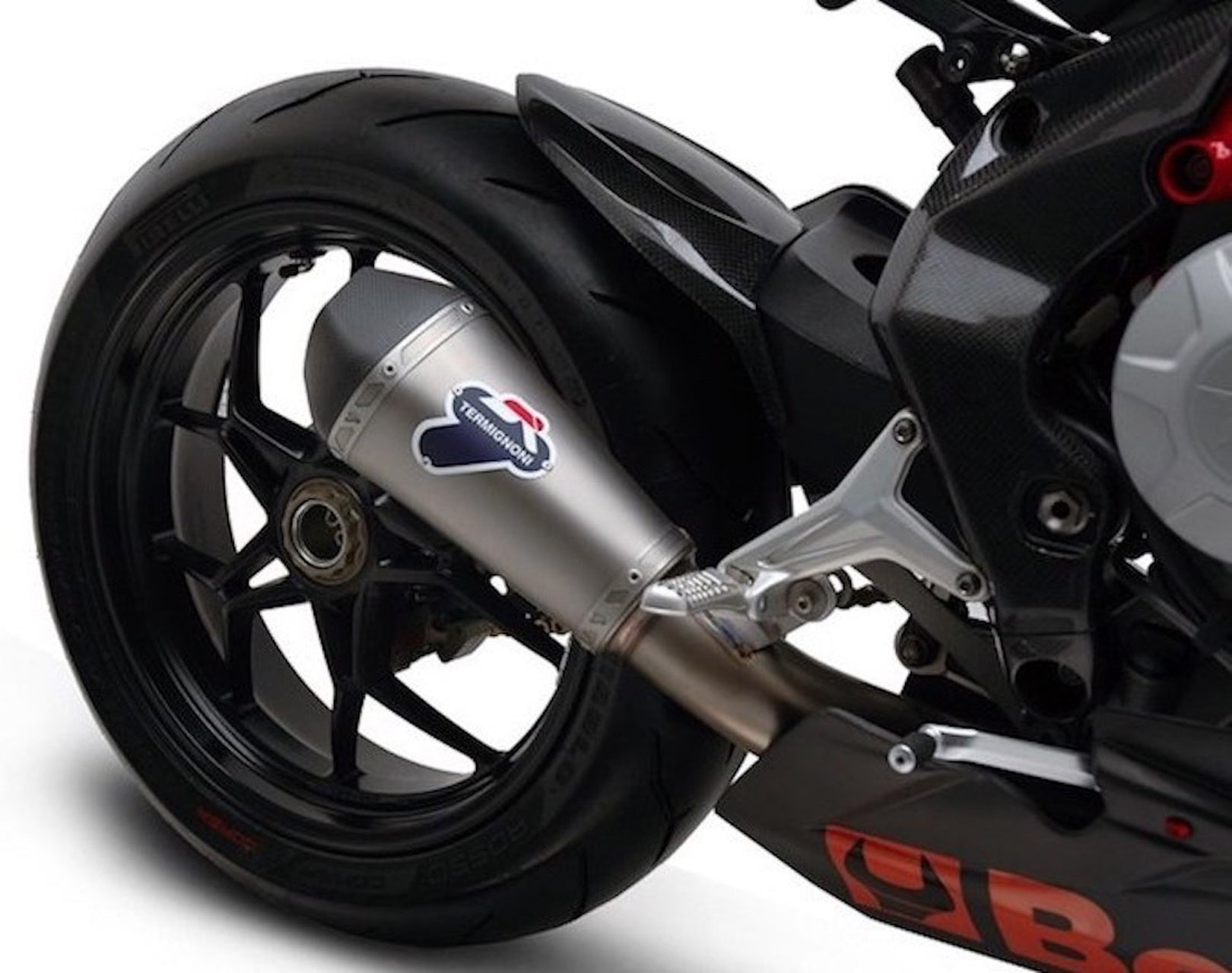 Exhaust Tip With Noise Certification Relevance Full Titanium Carbon Cap - Termignoni Compatible With Mv Agusta F3 800 (2012-2020)