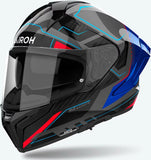 Integralhelm Für Motorrad Airoh Matryx - Mxrk18 Composite Carbon Blau Rot Gloss Rocket Grösse Xs