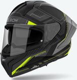 Full-Face Motorcycle Helmet Airoh Matryx - Mxrk31 Composite Carbon Matte Yellow Rocket Size S