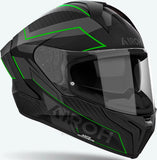 Integralhelm Für Motorrad Airoh Matryx - Mxse33 Composite Carbon Mattgrün Sentinel Grösse L