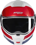 Klapphelm Travelling Für Motorrad Nolan N90-3 Weiss / Rot / Blau Roboto 345 Grösse Xs
