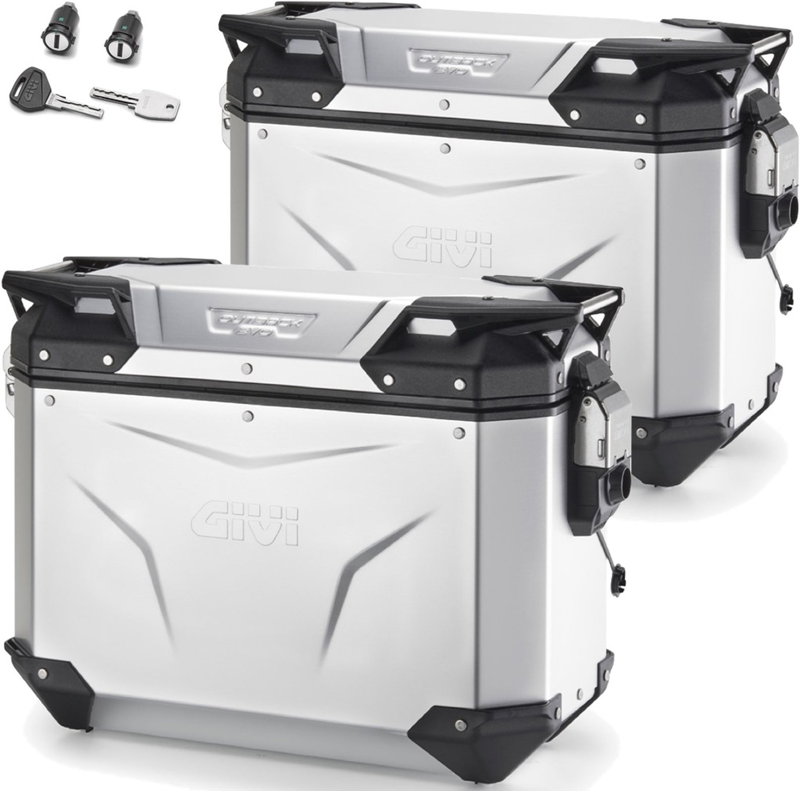 Monokey Cam-Side Trekker Outback Evo Smart Anodized Aluminium Side Cases + Locks - 74 Lt Trekker Outback Evo Smart Anodized Aluminium - Givi Compatible With Aprilia Tuareg 660 (2021-2024)