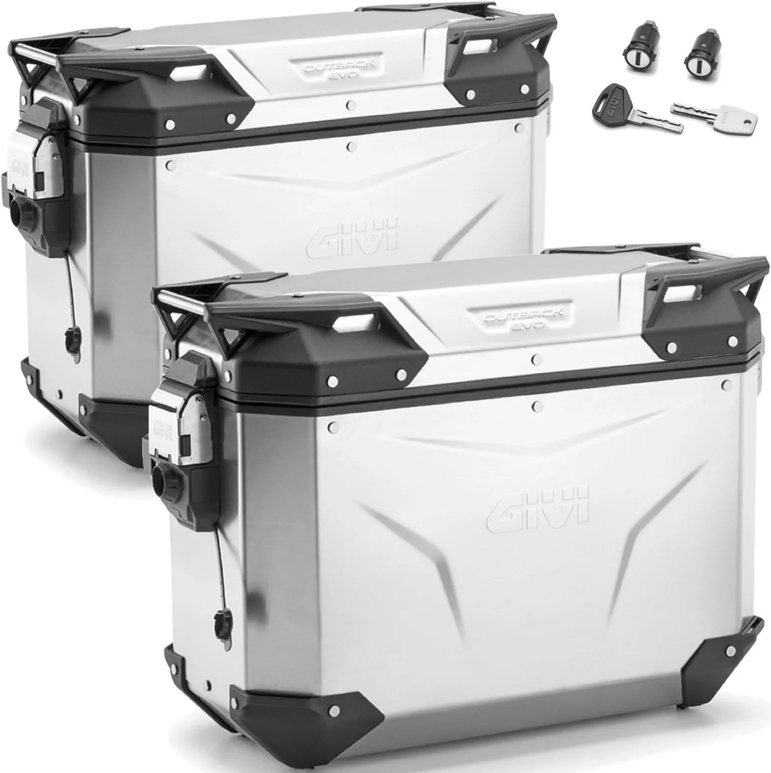 Seitenkoffer Monokey Cam-Side Trekker Outback Evo Smart Aluminium + Schloss 74 Lt Trekker Outback Evo Smart Aluminium - Givi Kompatibel Mit Ktm 790 Adventure (2019-2020)