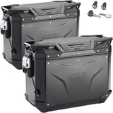 Monokey Cam-Side Trekker Outback Evo Smart Black Aluminium Side Cases + Locks - 74 Lt Trekker Outback Evo Smart Aluminium - Givi Compatible With Honda Crf 1000 L Africa Twin (2016-2017)