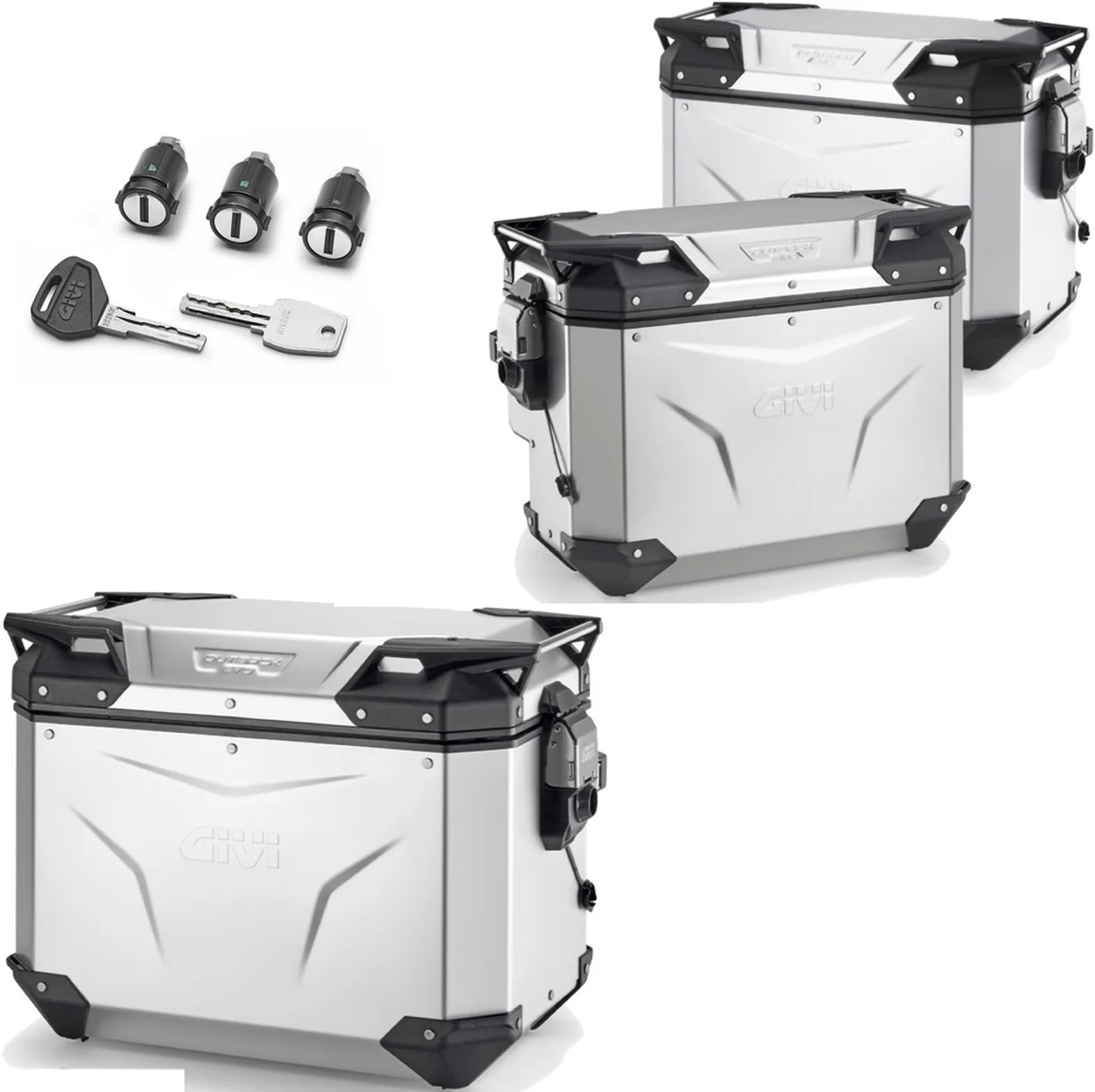 Topcase + Seitenkoffer Trekker Outback Evo Smart Aluminium Gefertigt Dx Abgeschrägt 119 Lt Trekker Outback Evo Smart Eloxiertem Aluminium - Givi Kompatibel Mit Benelli Trk 702 (2023-2024)
