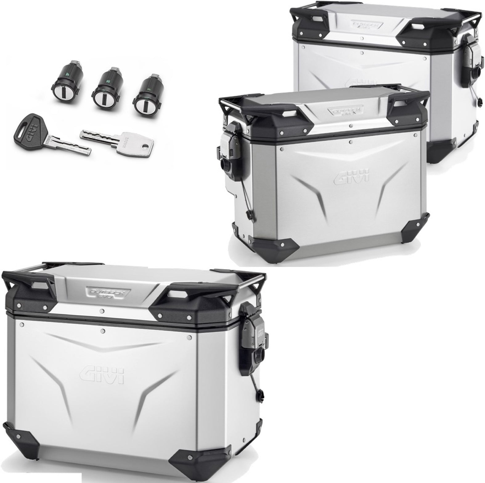Trekker Outback Evo Smart Aluminium Top Case + Side Cases R Recessed - 119 Lt Trekker Outback Evo Smart Aluminium - Givi Compatible With Benelli Trk 702 (2023-2024)