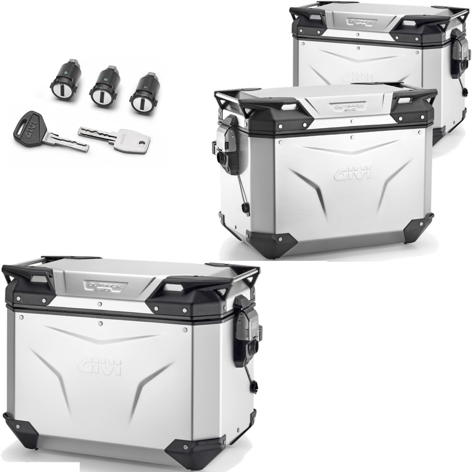 Trekker Outback Evo Smart Aluminium Top Case + Side Cases R Recessed - 130 Lt Trekker Outback Evo Smart Aluminium - Givi Compatible With Benelli Trk 702 X (2023-2024)