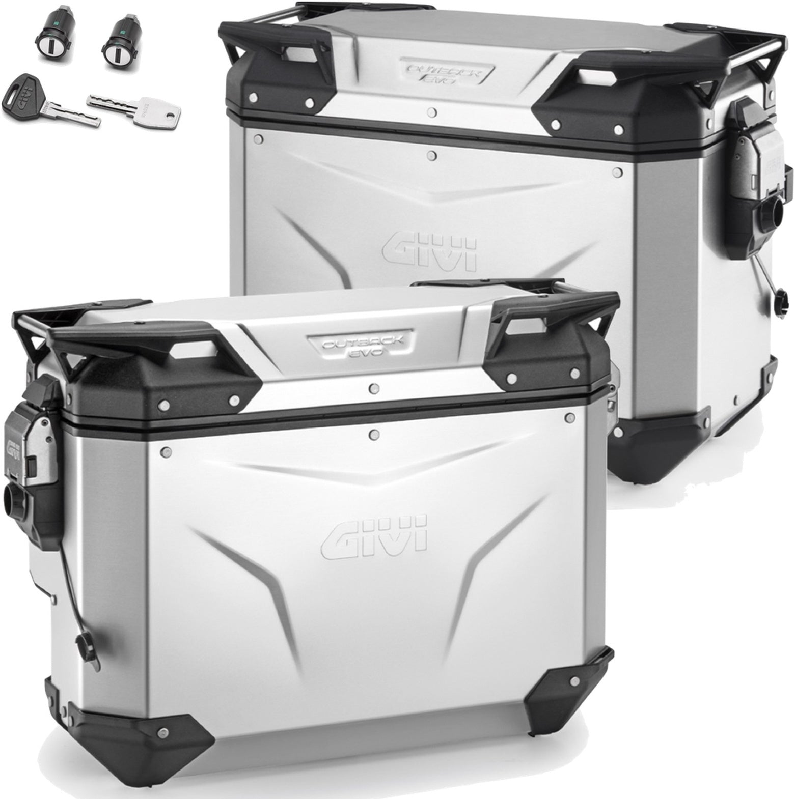 Monokey Cam-Side Trekker Outback Evo Smart Aluminium Side Cases + Locks - 77 Lt Trekker Outback Evo Smart Aluminium - Givi Compatible With Aprilia Tuareg 660 (2021-2024)