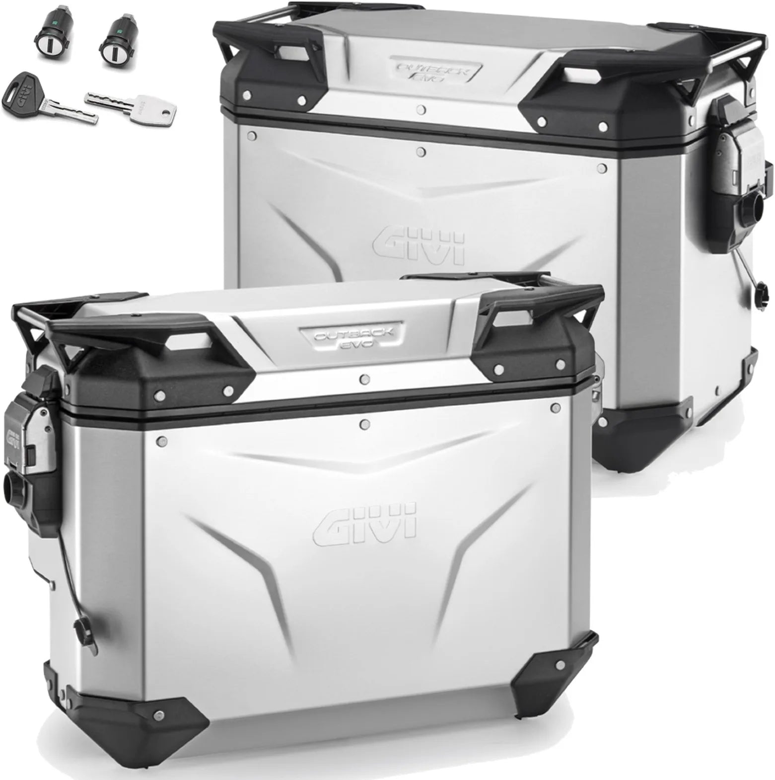 Seitenkoffer Monokey Cam-Side Trekker Outback Evo Smart Eloxiertem Aluminium + Schloss 77 Lt Trekker Outback Evo Smart Eloxiertem Aluminium - Givi Kompatibel Mit Ktm 790 Adventure R (2019-2020)