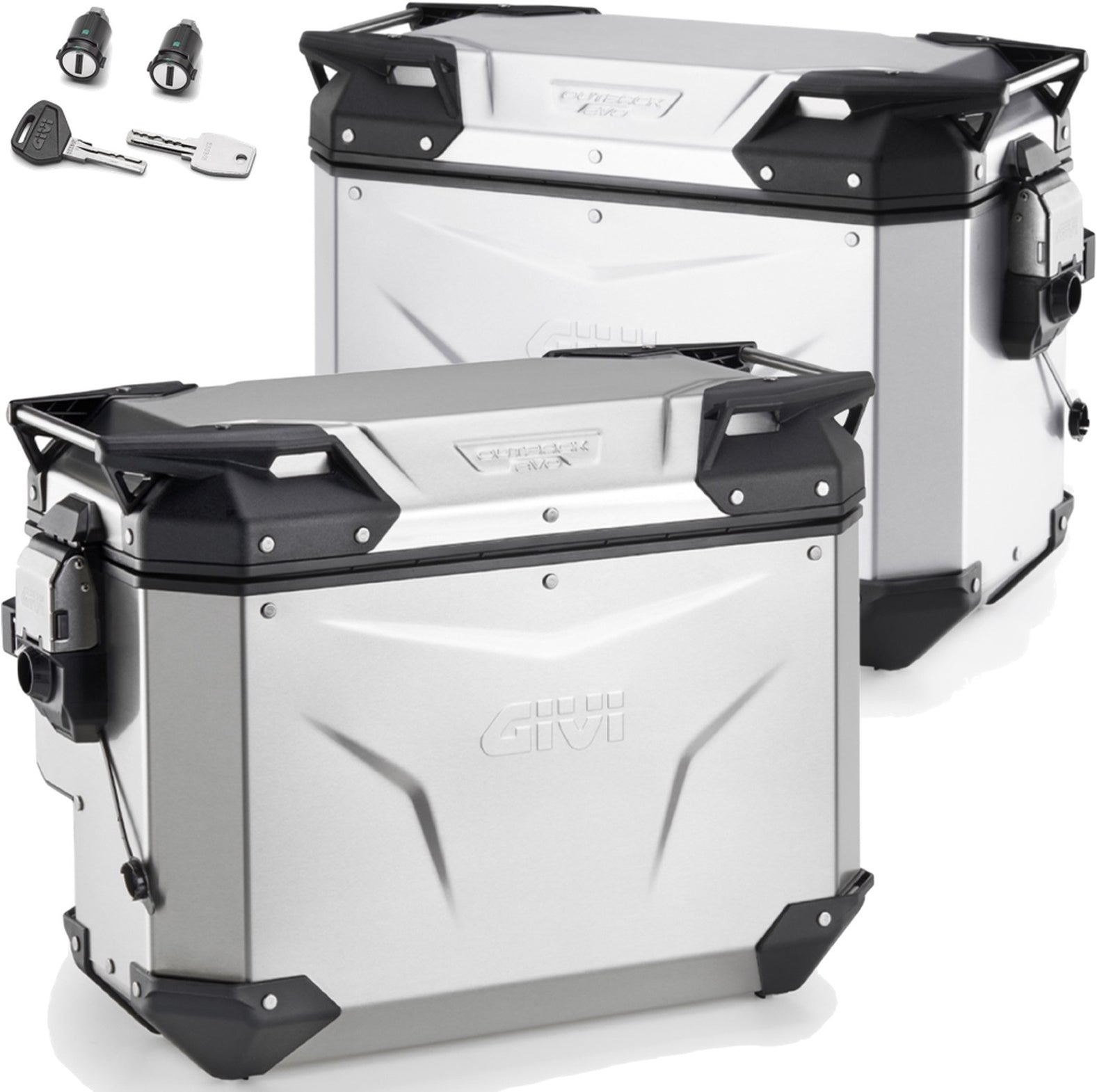 Seitenkoffer Monokey Cam-Side Trekker Outback Evo Smart Eloxiertem Aluminium + Schloss 84 Lt Trekker Outback Evo Smart Eloxiertem Aluminium - Givi Kompatibel Mit Moto Guzzi V85 Tt (2024)