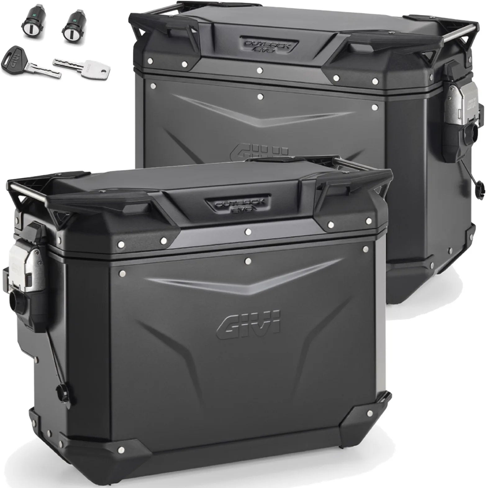 Seitenkoffer Monokey Cam-Side Trekker Outback Evo Smart Aluminium Schwarz + Schloss 84 Lt Trekker Outback Evo Smart Aluminium - Givi Kompatibel Mit Ktm 790 Adventure (2023-2025)
