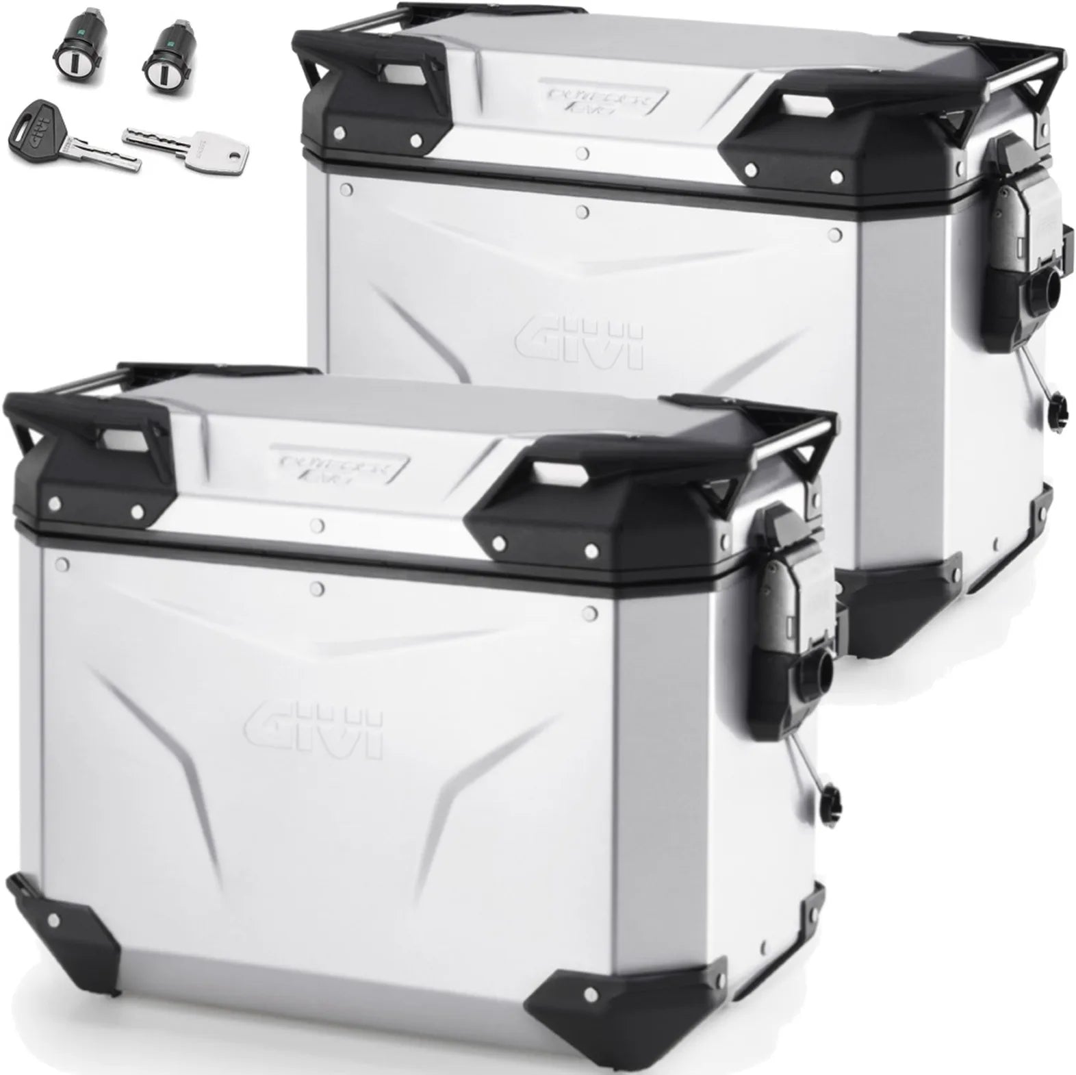 Seitenkoffer Monokey Cam-Side Trekker Outback Evo Smart Aluminium + Schloss 88 Lt Trekker Outback Evo Smart Aluminium - Givi Kompatibel Mit Ktm 790 Adventure R (2019-2020)