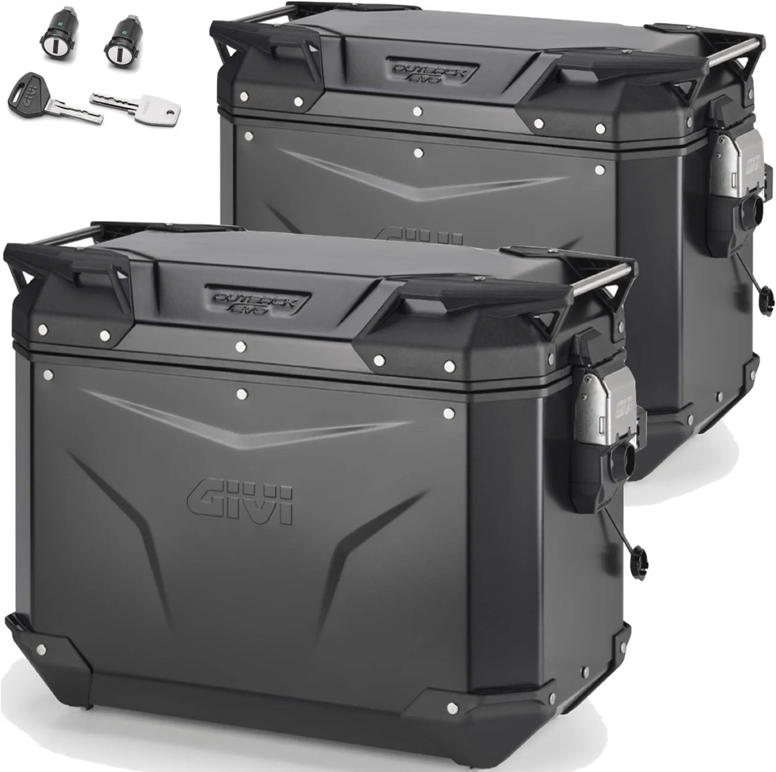 Seitenkoffer Monokey Cam-Side Trekker Outback Evo Smart Aluminium Schwarz + Schloss 88 Lt Trekker Outback Evo Smart Aluminium - Givi Kompatibel Mit Ktm 890 Adventure (2021-2022)