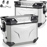 Seitenkoffer Monokey Cam-Side Trekker Outback Evo Smart Aluminium + Schloss Dx Abgeschrägt 88 Lt Trekker Outback Evo Smart Aluminium - Givi Kompatibel Mit Ktm 1290 Super Adventure S (2021-2024)