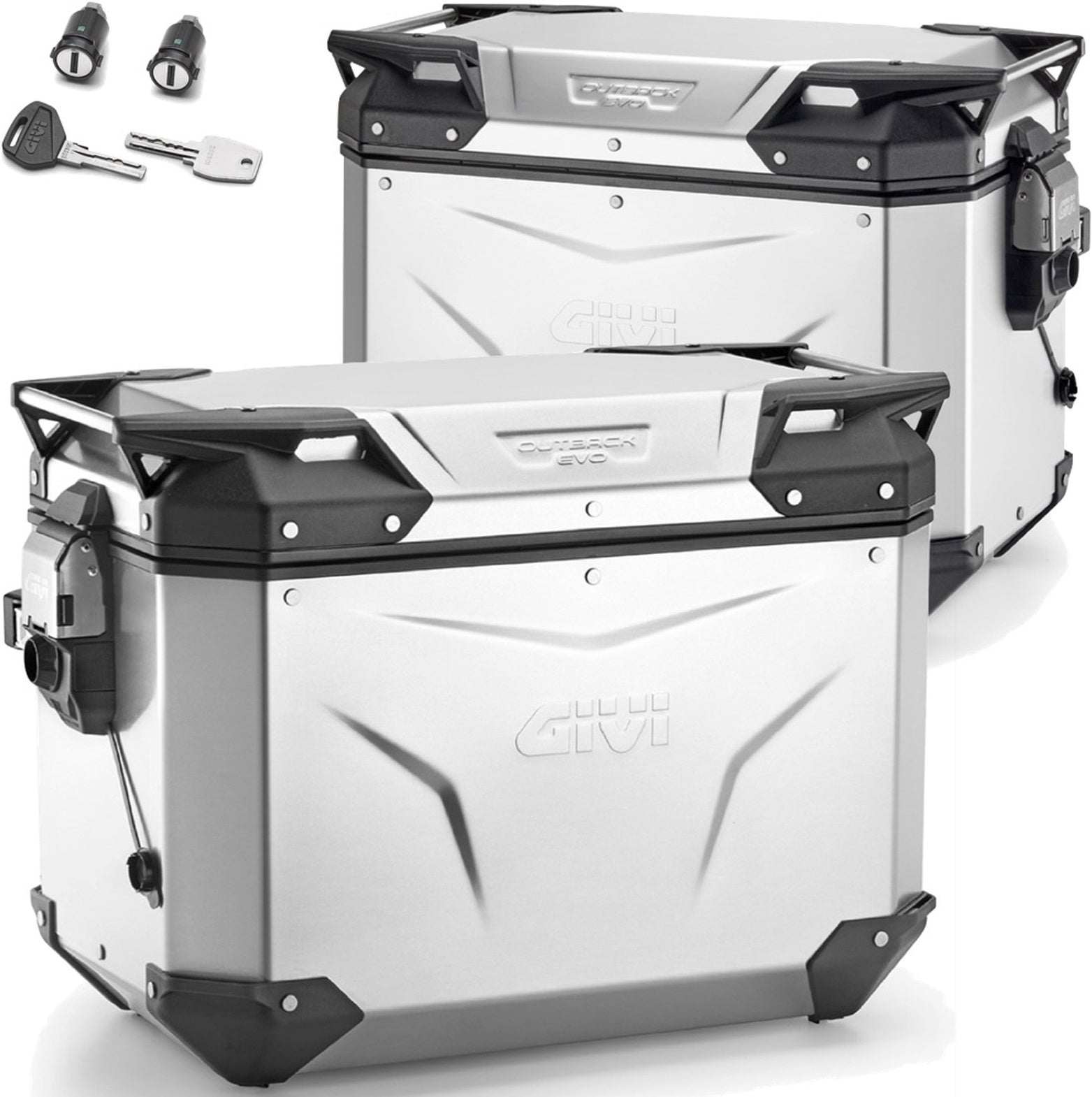 Seitenkoffer Monokey Cam-Side Trekker Outback Evo Smart Eloxiertem Aluminium + Schloss 96 Lt Trekker Outback Evo Smart Eloxiertem Aluminium - Givi Kompatibel Mit Moto Guzzi V85 Tt (2019-2023)