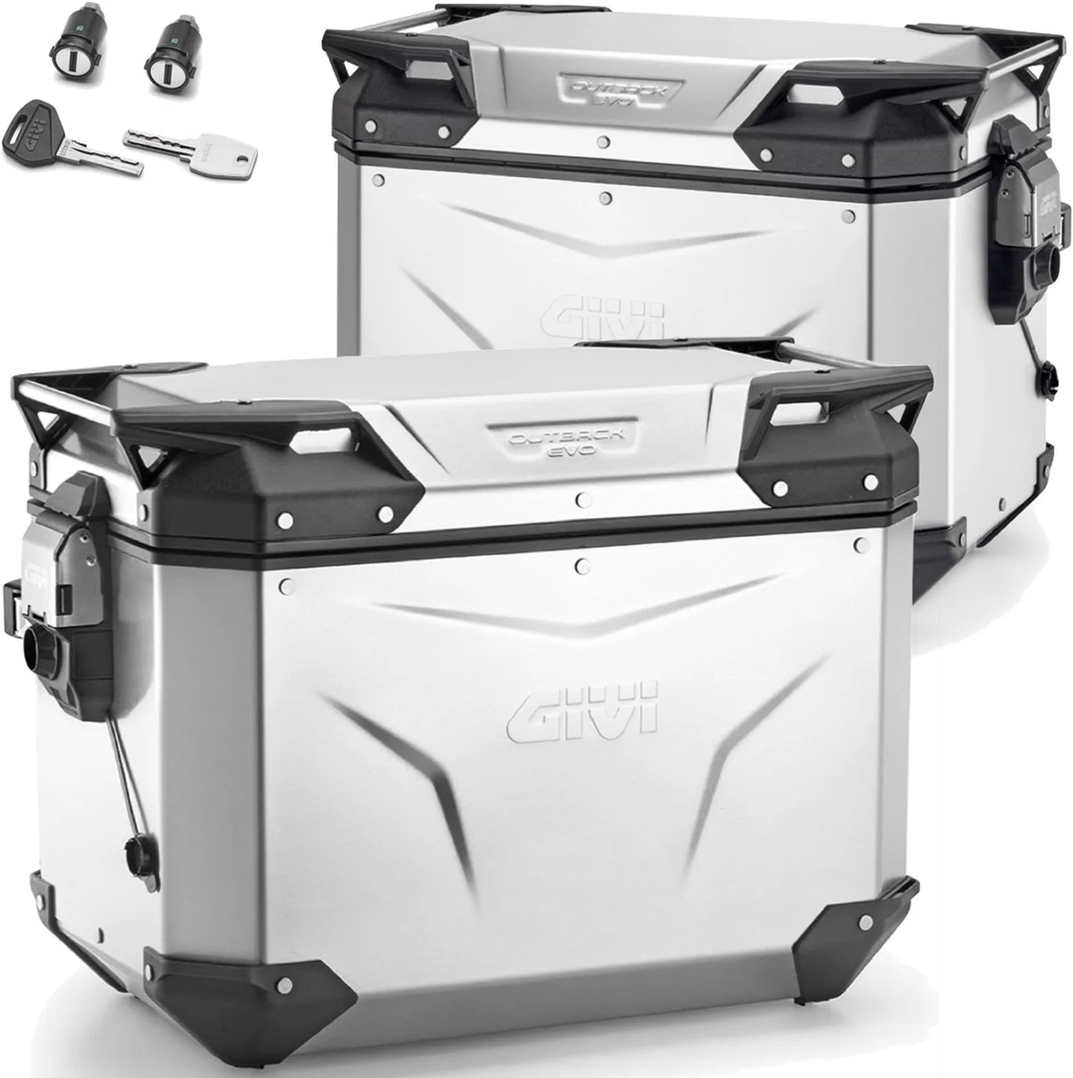 Seitenkoffer Monokey Cam-Side Trekker Outback Evo Smart Aluminium + Schloss 96 Lt Trekker Outback Evo Smart Aluminium - Givi Kompatibel Mit Ktm 890 Adventure (2021-2022)