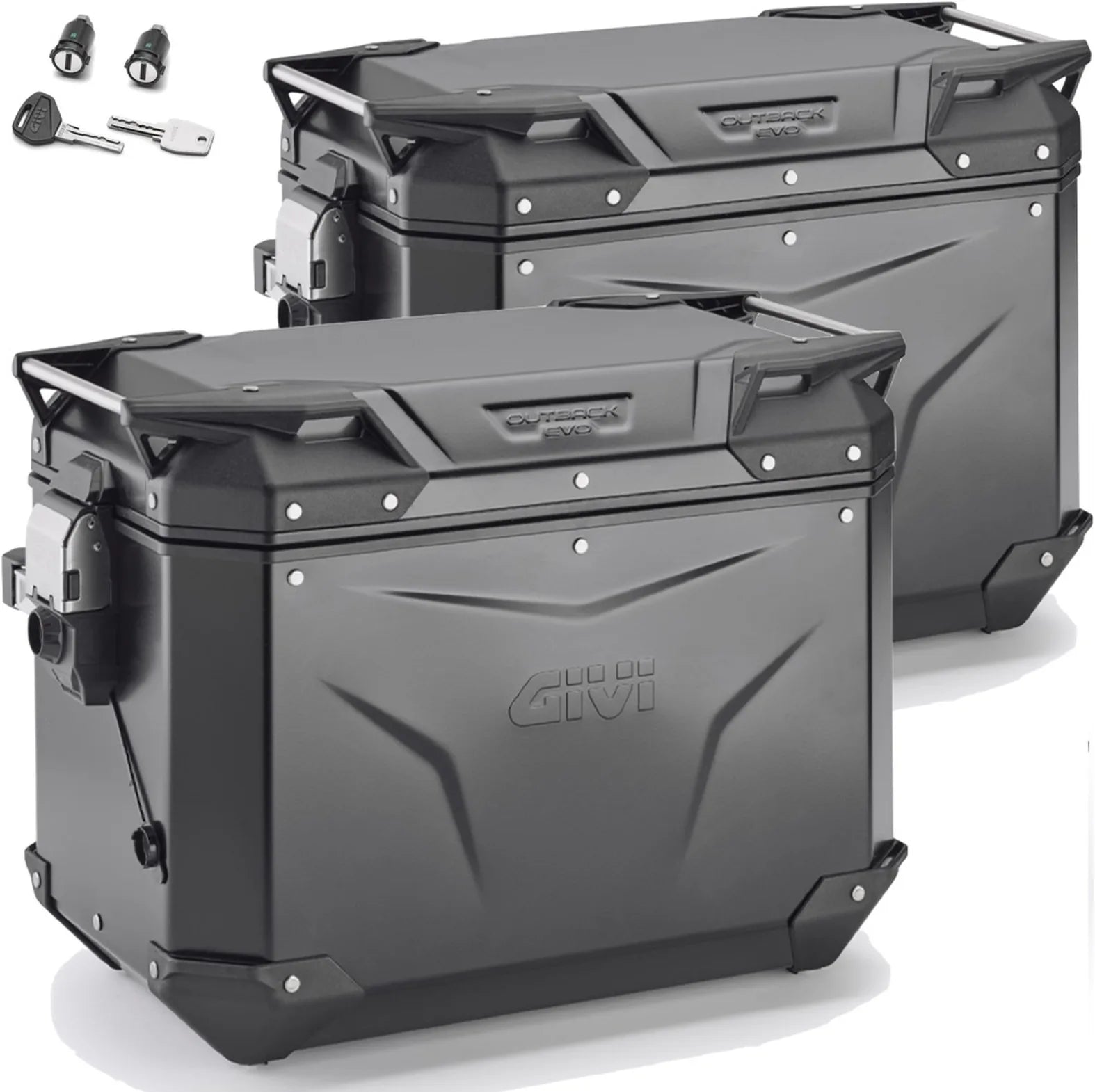 Seitenkoffer Monokey Cam-Side Trekker Outback Evo Smart Aluminium Schwarz + Schloss 96 Lt Trekker Outback Evo Smart Aluminium - Givi Kompatibel Mit Ktm 1290 Super Adventure (2015-2016)