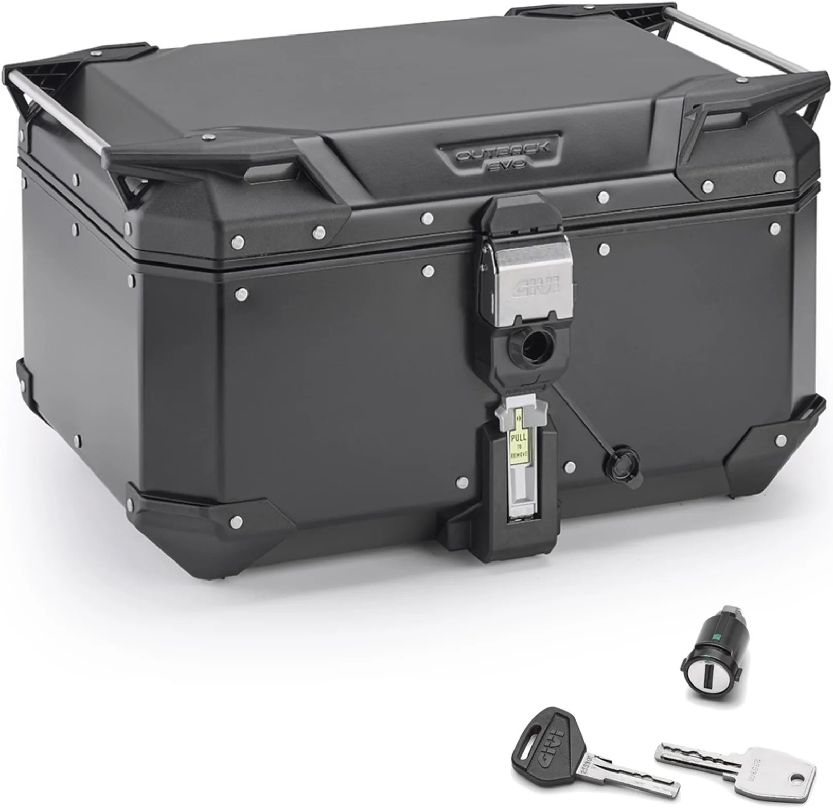 Motorradkoffer Monokey Trekker Outback Evo Smart Aluminium Schwarz 58 Lt Trekker Outback Evo Smart Aluminium - Givi Kompatibel Mit Ktm 890 Adventure (2023-2025)