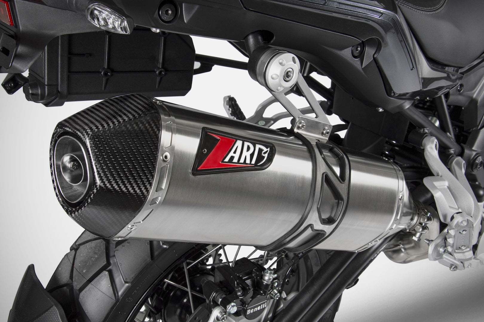 Exhaust Tip With Noise Certification Stainless Steel Endcap Carbon - Zard Compatible With Benelli Trk 502 (2021-2022)