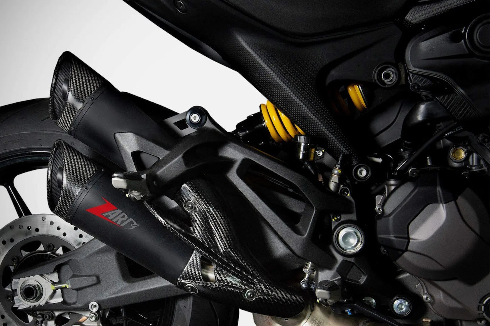 Komplette Auspuffanlage Ohne Katalysator Und Mit Geräuschzulassung Edelsthal Schwarz Endkappe Carbon - Zard Kompatibel Mit Ducati Monster 937 (2021-2023)