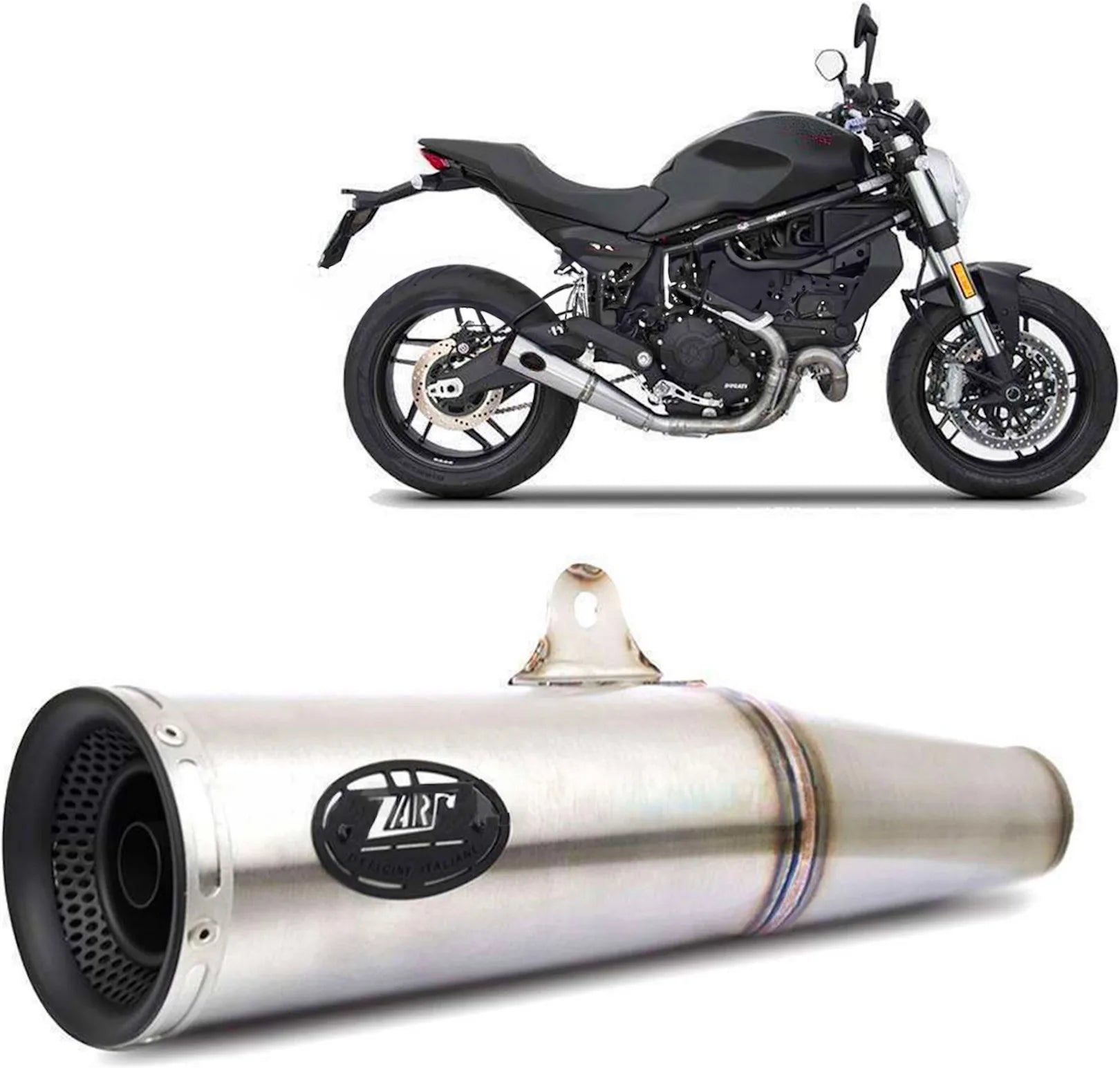 Auspuffendstück Mit Geräuschzulassung Zuma Edelsthal Endkappe Alu Schwarz - Zard Kompatibel Mit Ducati Scrambler 800 (2017-2019)