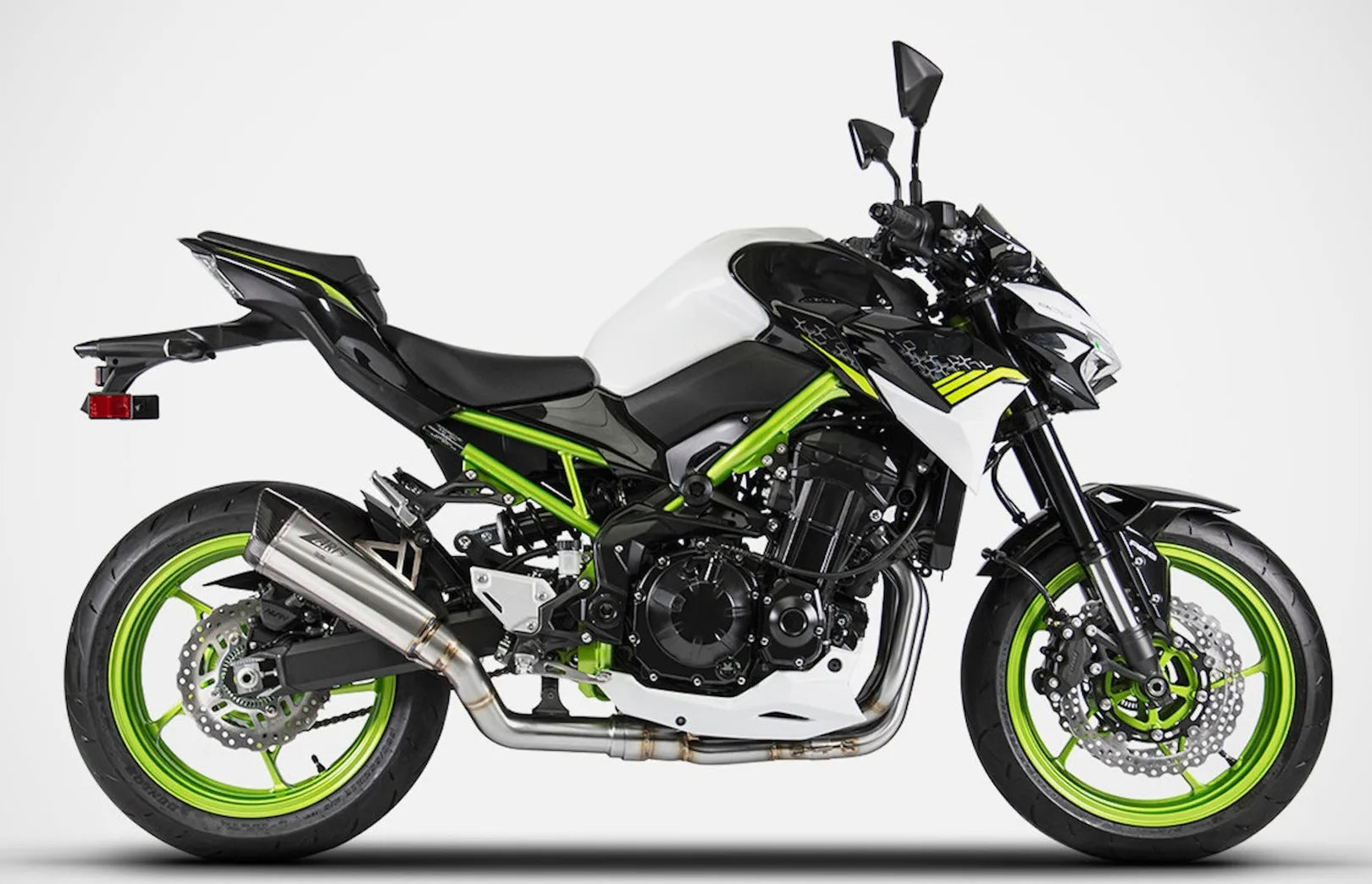 Komplette Abgasanlage Mit Katalysator Und Geräuschzulassung Titan Endkappe Carbon - Zard Kompatibel Mit Kawasaki Z 900 (2020-2023)