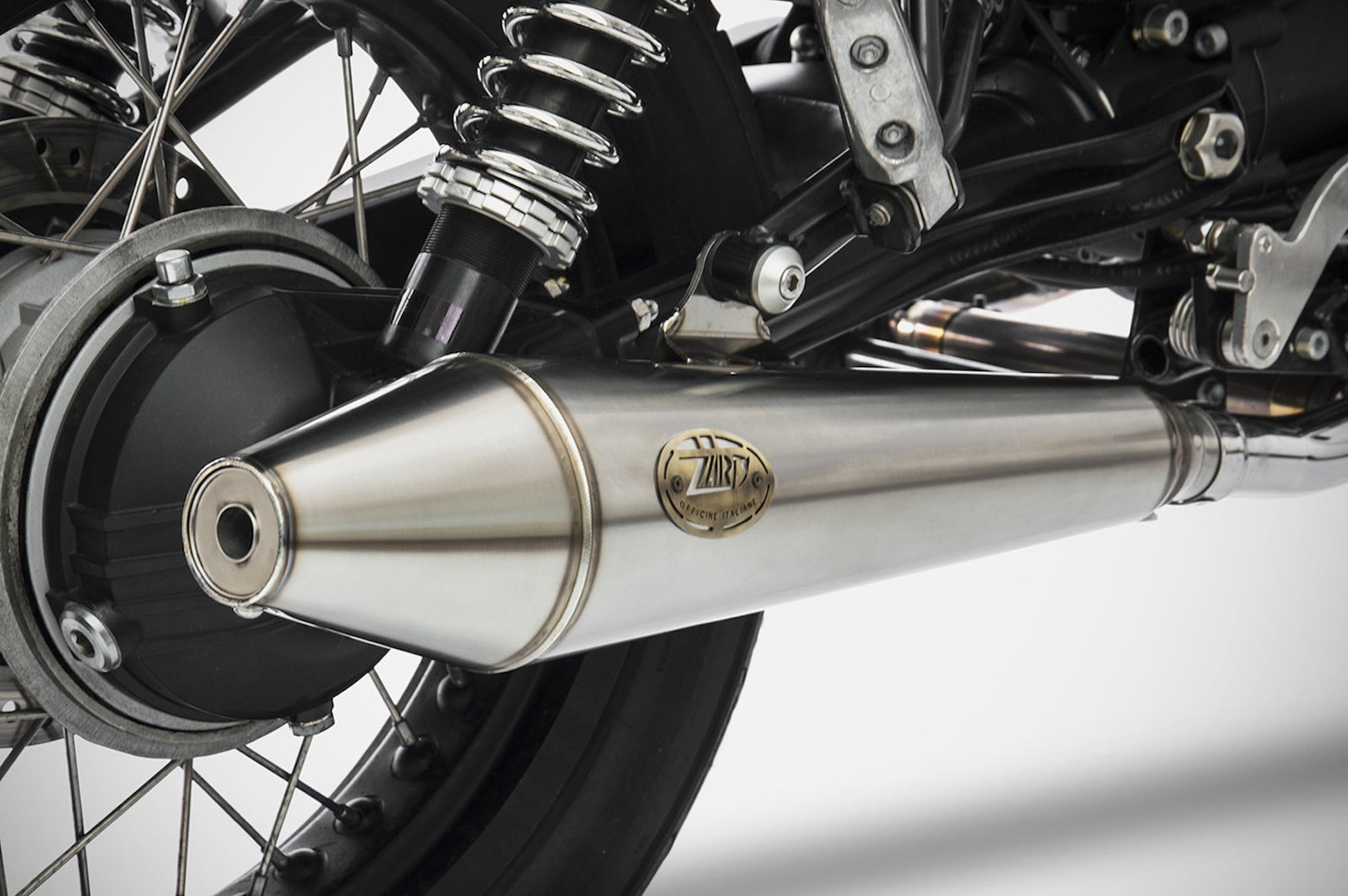 Exhaust Tip With Noise Certification Conical Stainless Steel - Zard Compatible With Moto Guzzi V7 Café Classic - Stone (2008-2015)