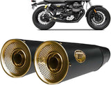 Auspuffendstück Mit Geräuschzulassung Big Edelsthal Schwarz Endkappe Bronze - Zard Kompatibel Mit Moto Guzzi V9 Roamer (2016-2019)