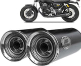 Auspuffendstück Mit Geräuschzulassung Slim Edelsthal Schwarz Endkappe Alu - Zard Kompatibel Mit Moto Guzzi V9 Bobber (2016-2019)