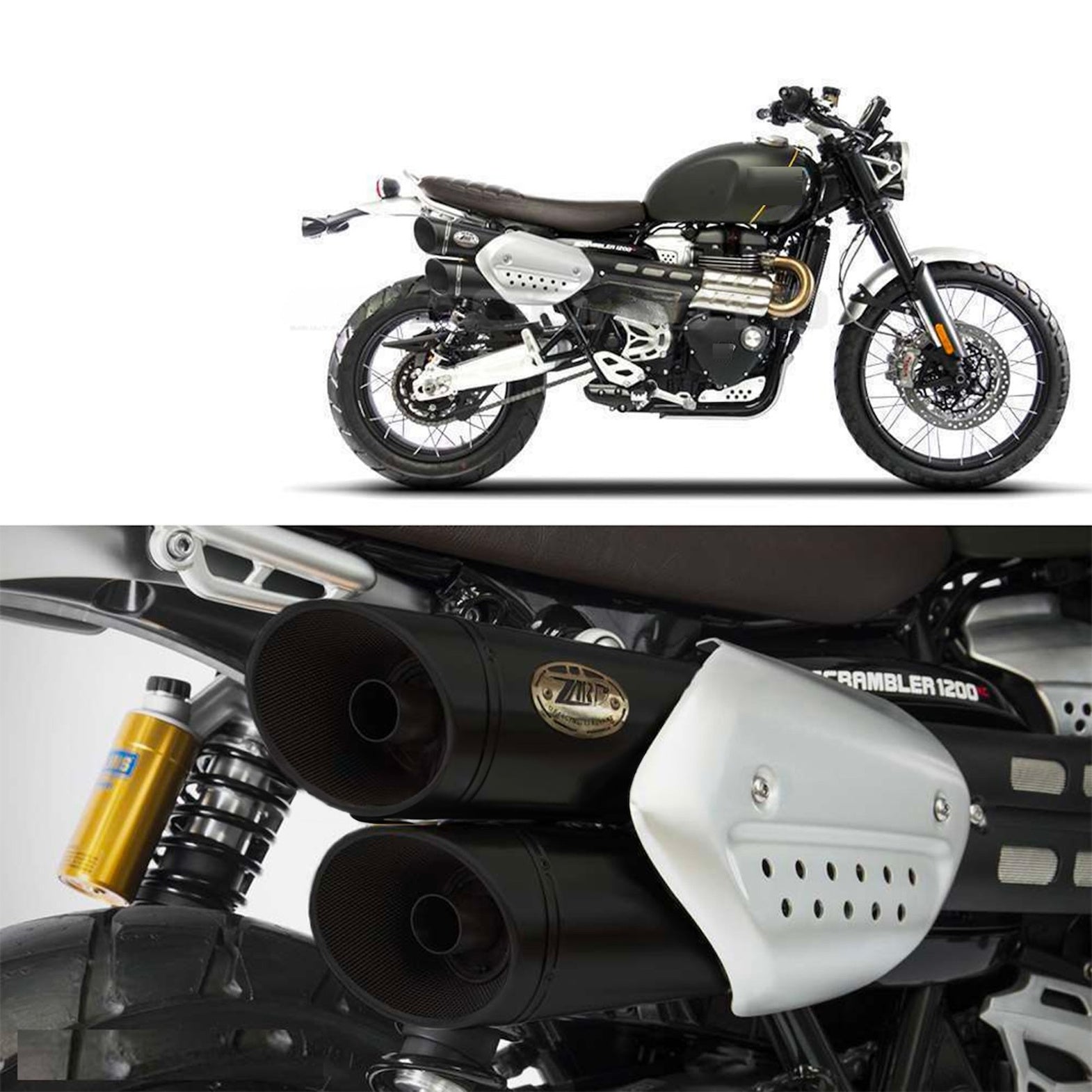 Exhaust Tip With Noise Certification Steel Black - Zard Compatible With Triumph Scrambler 1200 (2021-2023)