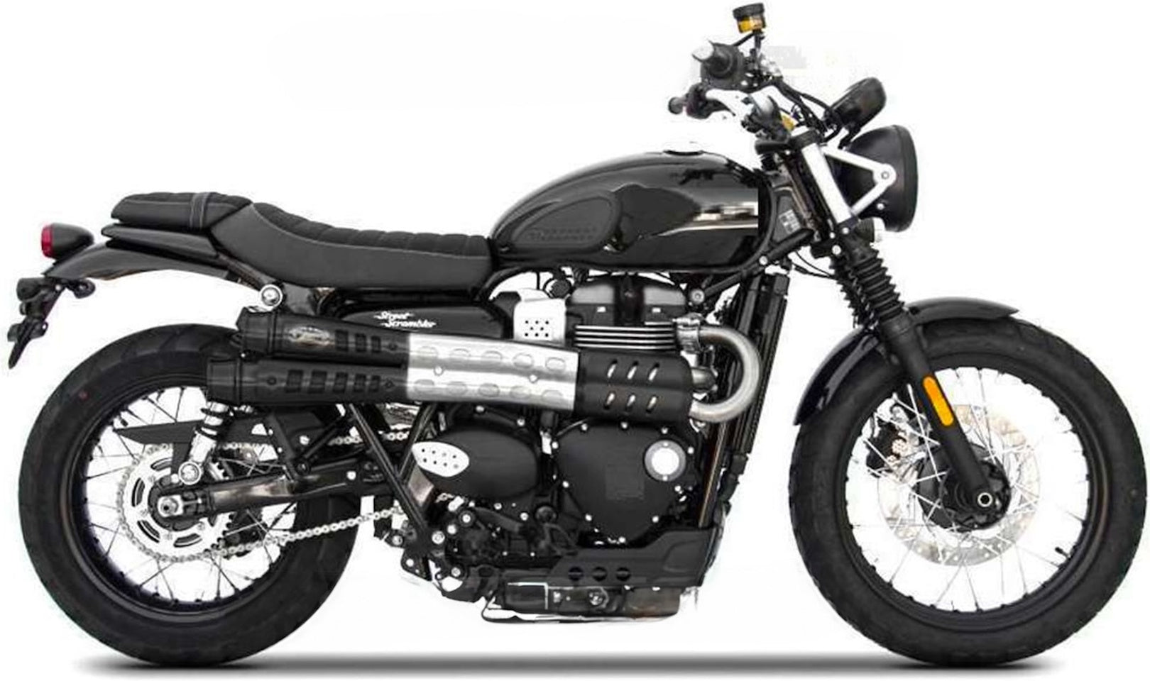 Exhaust Tip With Noise Certification Six Days Steel Black - Zard Compatible With Triumph Scrambler 900 (2017-2023)