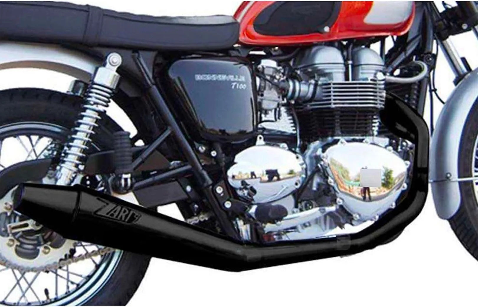 Komplette Abgasanlage Mit Katalysator Und Geräuschzulassung Conical Low Edelsthal Schwarz - Zard Kompatibel Mit Triumph Bonneville T100 (2001-2016)