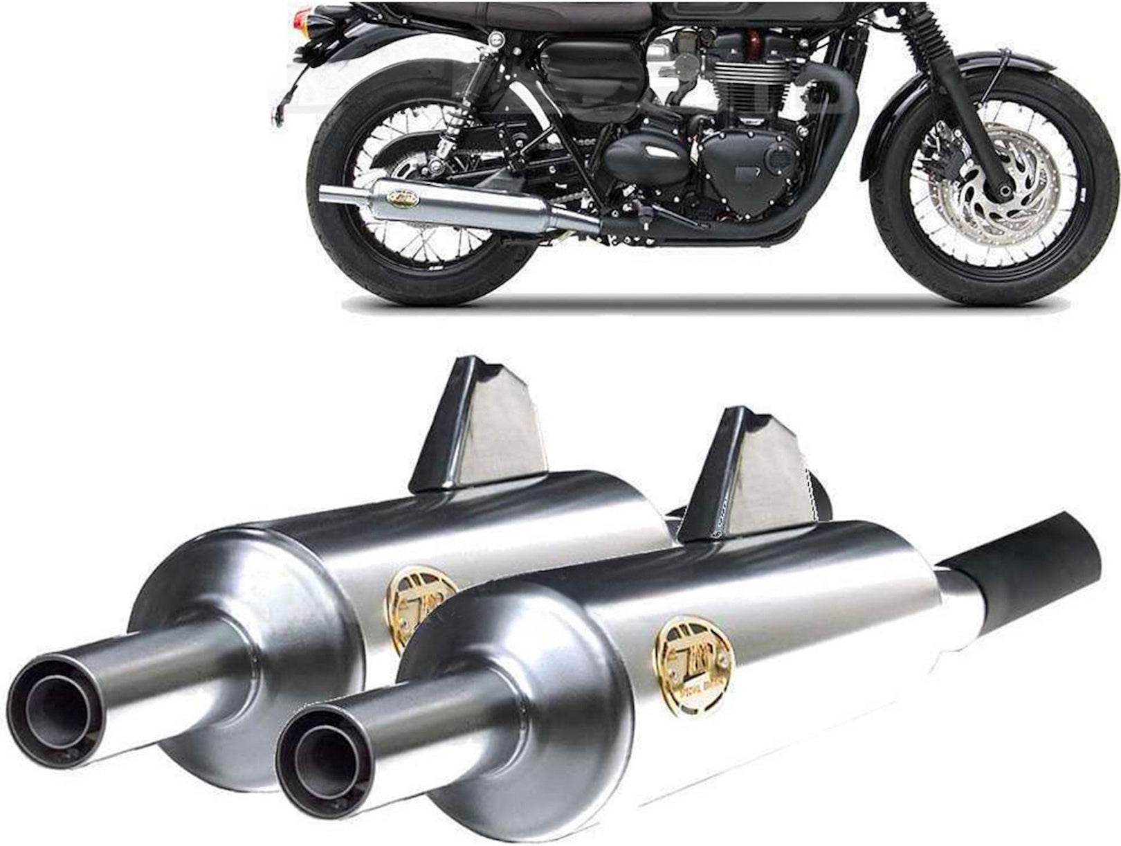 Exhaust Tip With Noise Certification Bottle Stainless Steel - Zard Compatible With Triumph Bonneville T120 (2016-2020)