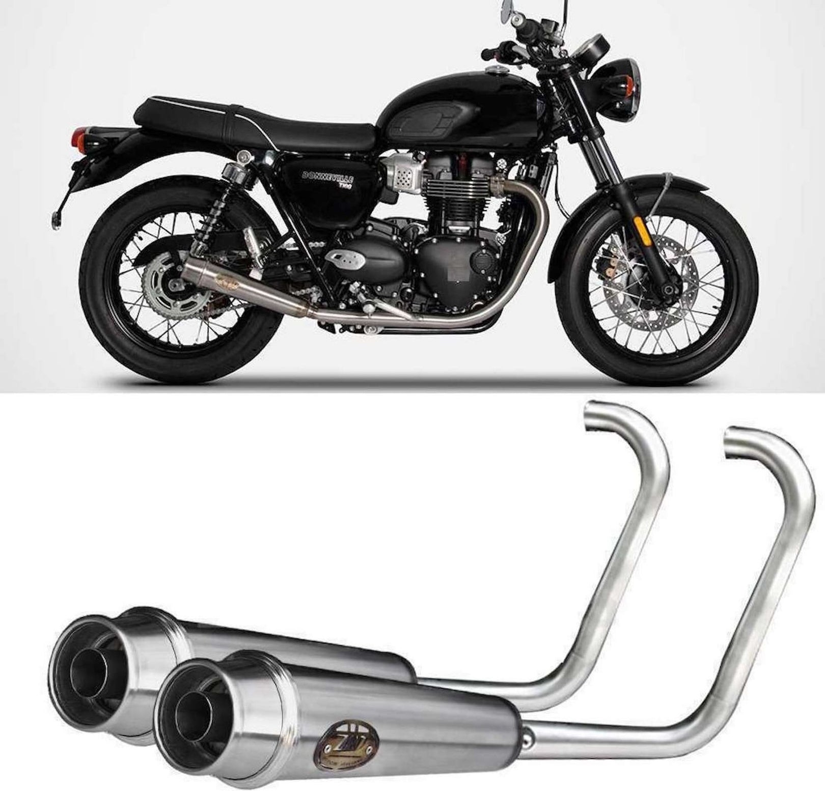 Complete Catalytic Exhaust System With Sound Certification Stainless Steel Polish - Zard Compatible With Triumph Bonneville T120 (2016-2020)
