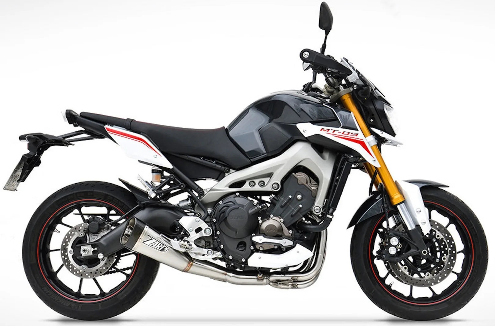 Komplette Abgasanlage Mit Katalysator Und Geräuschzulassung Edelsthal Endkappe Carbon - Zard Kompatibel Mit Yamaha Mt-09 (2013-2016)