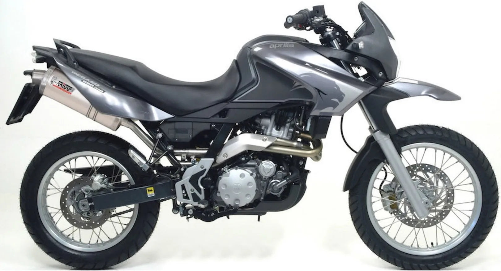 Doppelauspuffanlage Mit Katalysator Und Geräuschzulassung Oval Edelstahl - Mivv Kompatibel Mit Aprilia Pegaso 650 Strada (2005-2011)