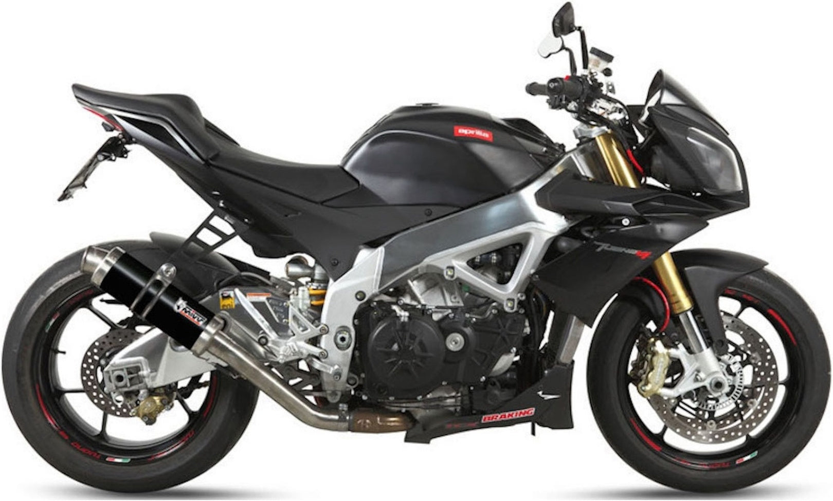 Non-Catalytic Exhaust Tip With Sound Certification Gp Steel Black - Mivv Compatible With Aprilia Tuono V4 Aprc (2011-2016)