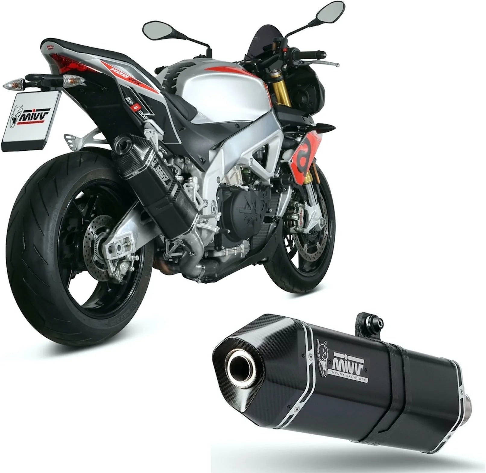 Katalysiertes Auspuffendstück Mit Geräuschzulassung Speed Edge Stahl Schwarz Carbon - Mivv Kompatibel Mit Aprilia Tuono V4 1100 (2018-2020)