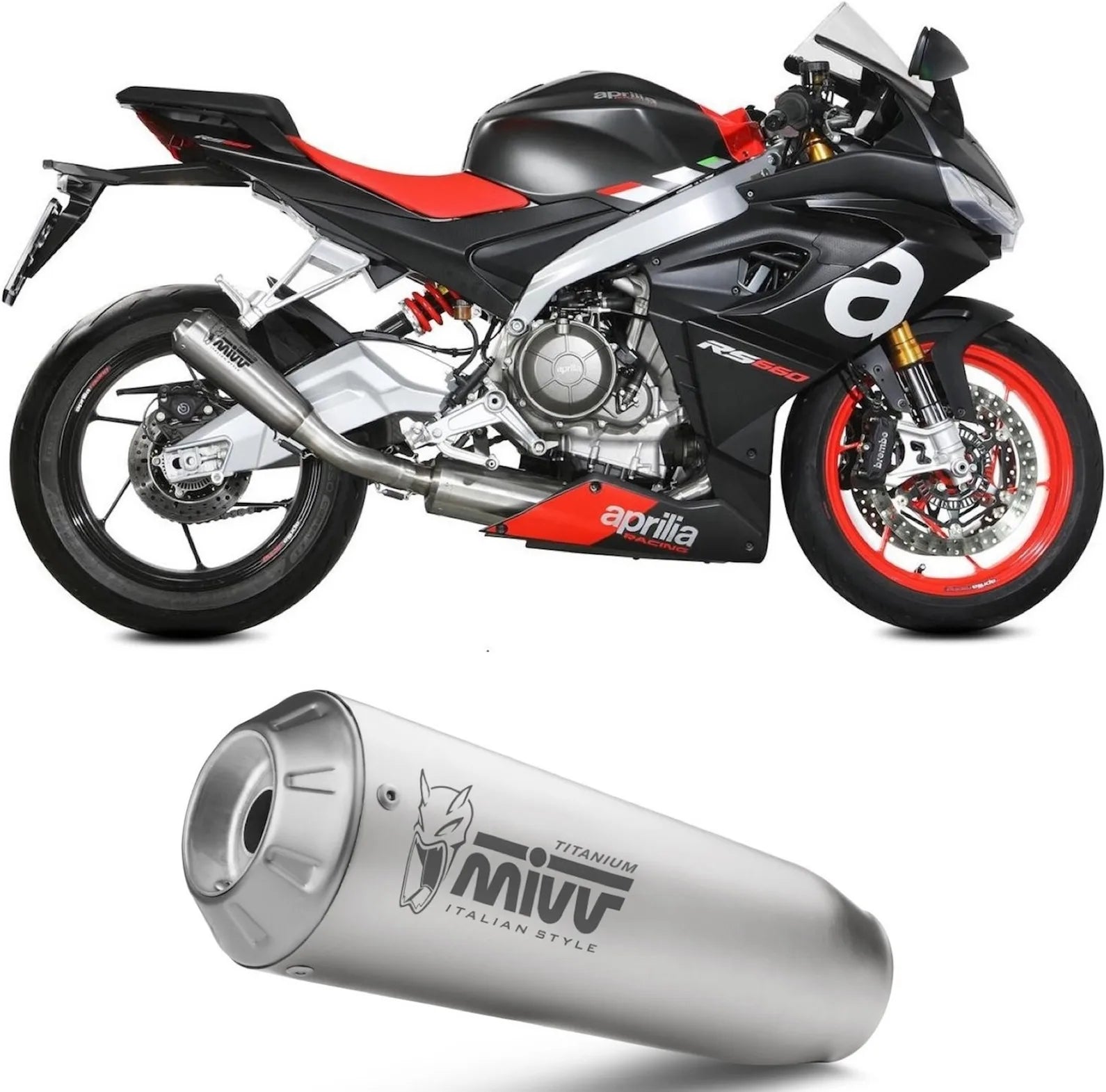 Komplette Auspuffanlage Ohne Katalysator Und Mit Geräuschzulassung X-M1 Titan - Mivv Kompatibel Mit Aprilia Rs 660 (2020-2024)