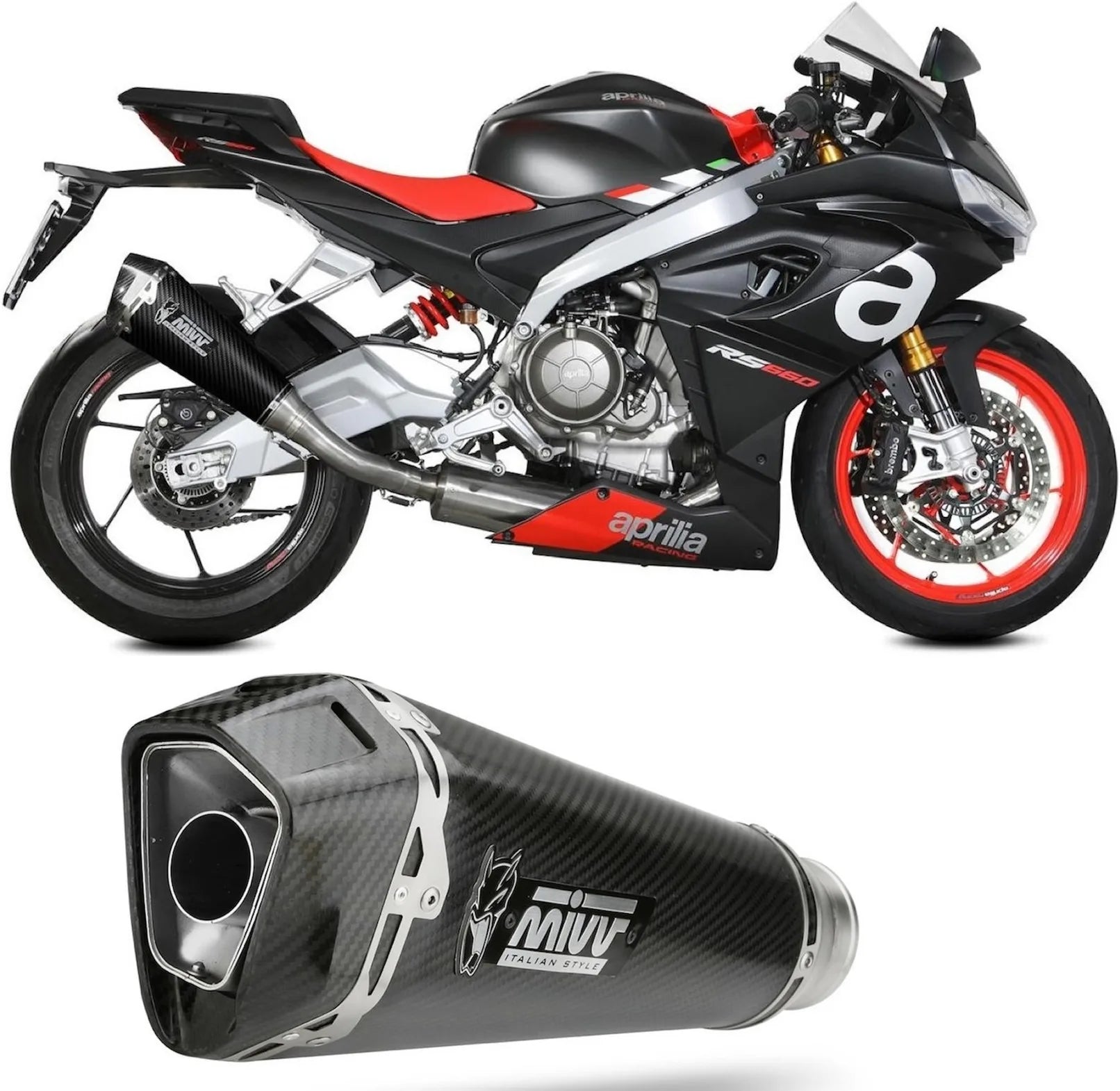 Komplette Auspuffanlage Ohne Katalysator Und Mit Geräuschzulassung Delta Race Carbon Carbon - Mivv Kompatibel Mit Aprilia Rs 660 (2020-2024)