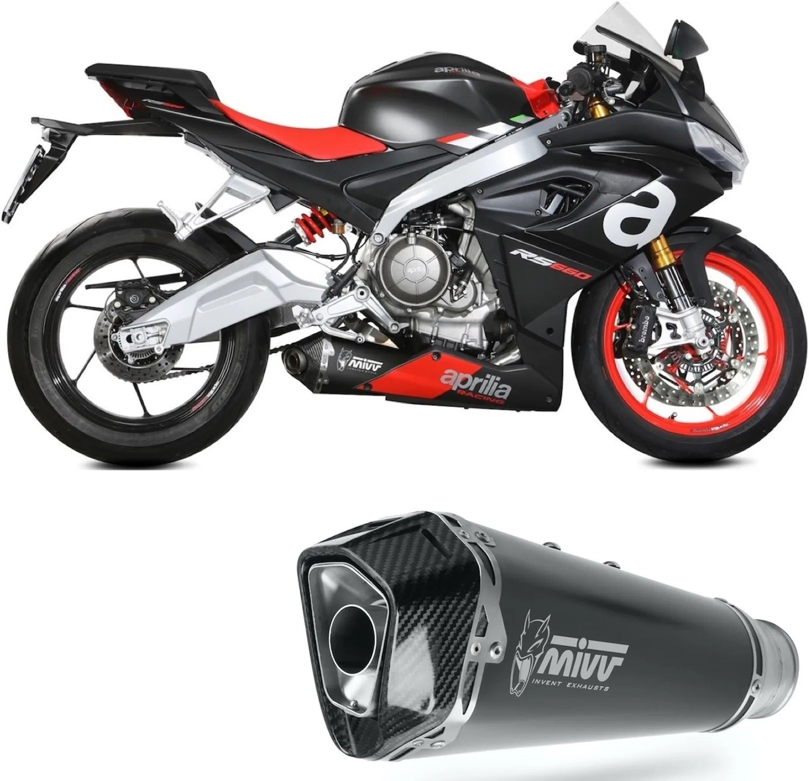 Komplette Abgasanlage Mit Katalysator Und Geräuschzulassung Delta Race Stahl Schwarz Carbon - Mivv Kompatibel Mit Aprilia Rs 660 (2020-2024)