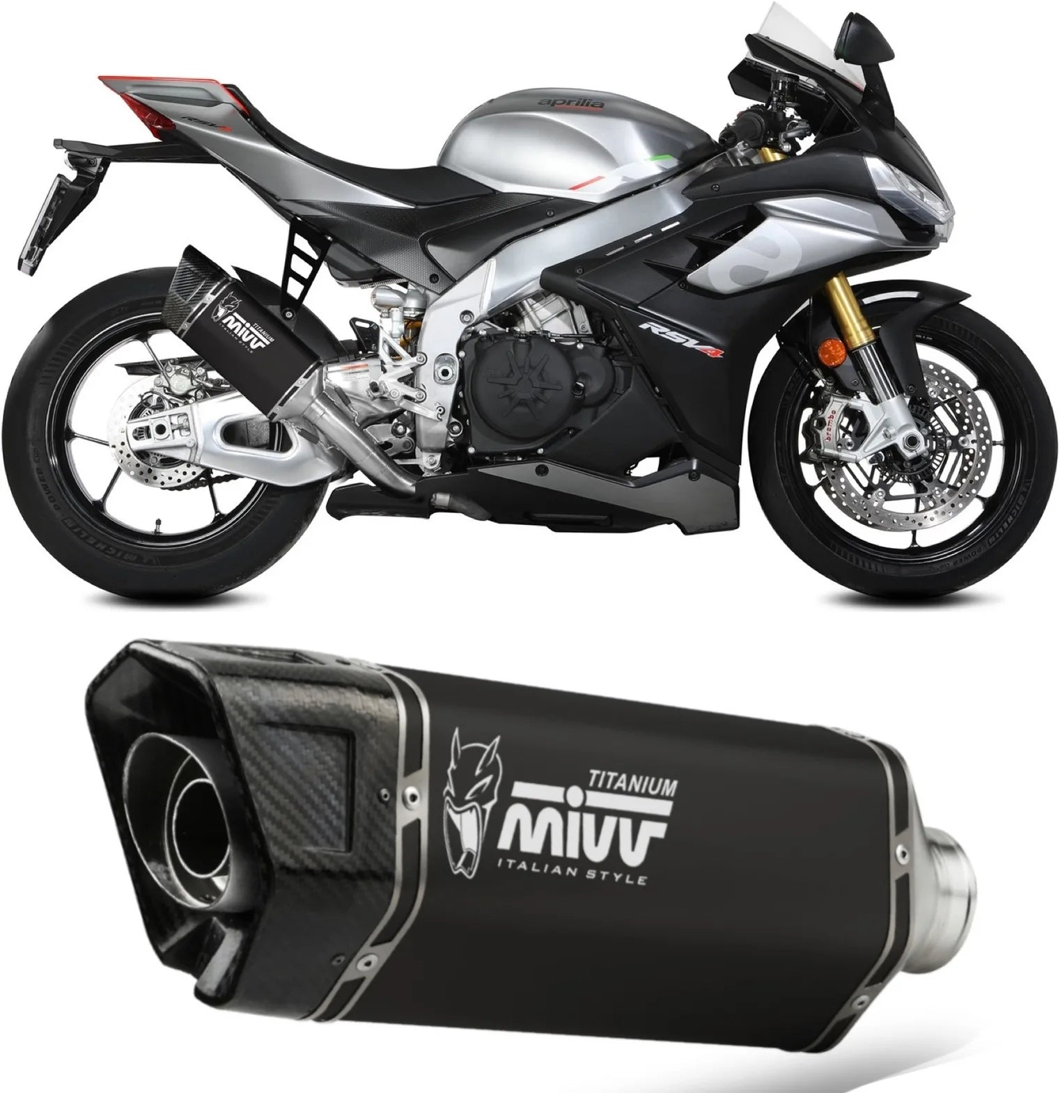 Katalysiertes Auspuffendstück Mit Geräuschzulassung Sr-1 Titan Schwarz - Mivv Kompatibel Mit Aprilia Rsv4 (2021-2024)