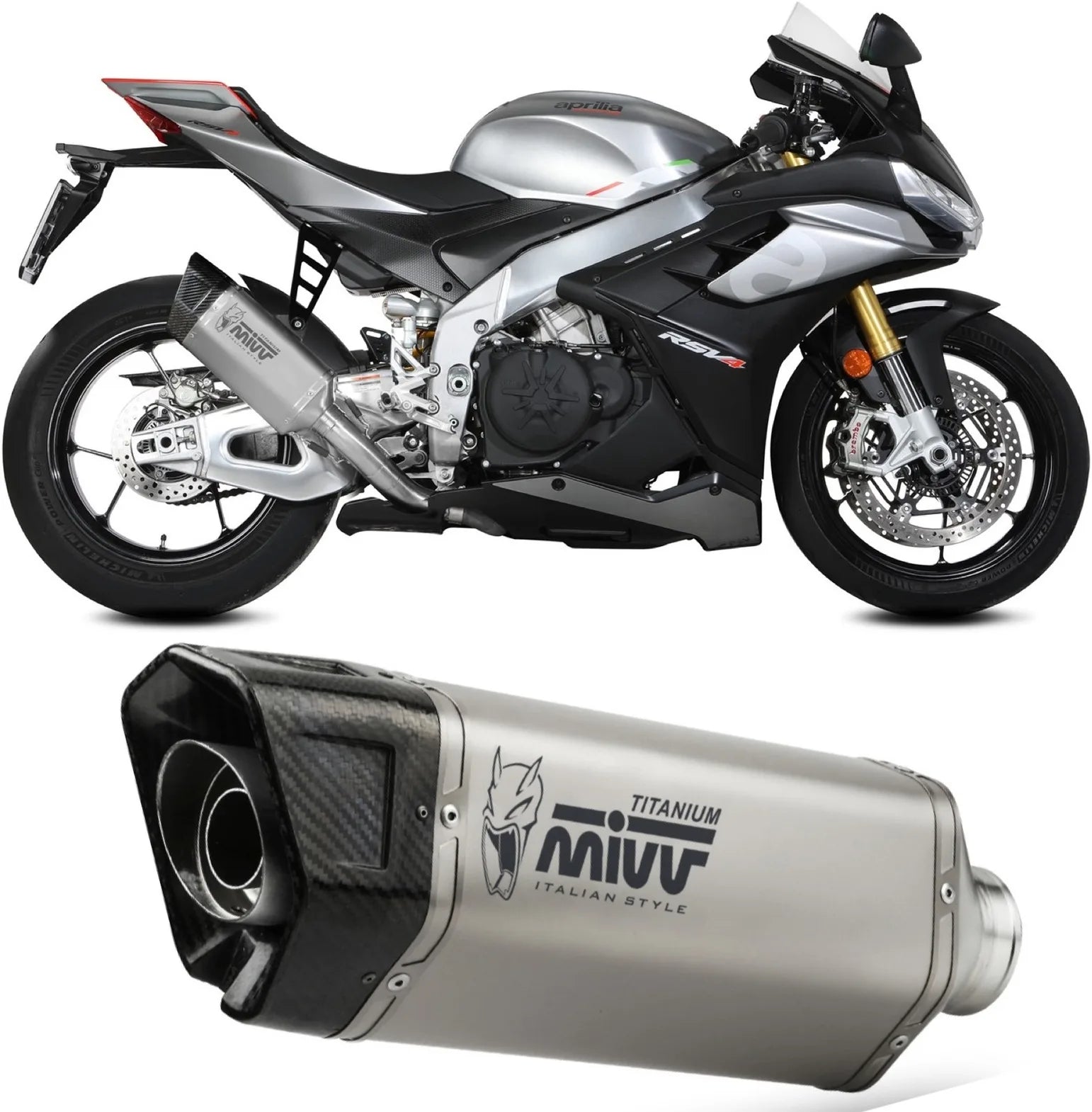 Katalysiertes Auspuffendstück Mit Geräuschzulassung Sr-1 Titan - Mivv Kompatibel Mit Aprilia Rsv4 (2021-2024)