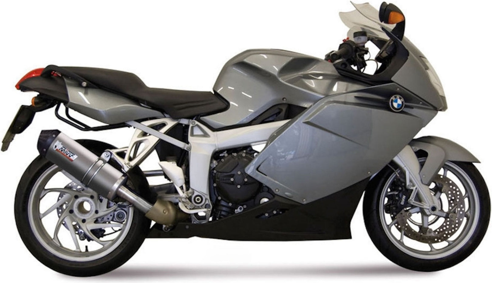 Catalytic Exhaust Tip With Sound Certification Oval Titanium Carbon - Mivv Compatible With Bmw K 1200 Gt (2005-2008)